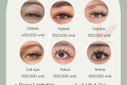 menu eyelash m spa hoi an