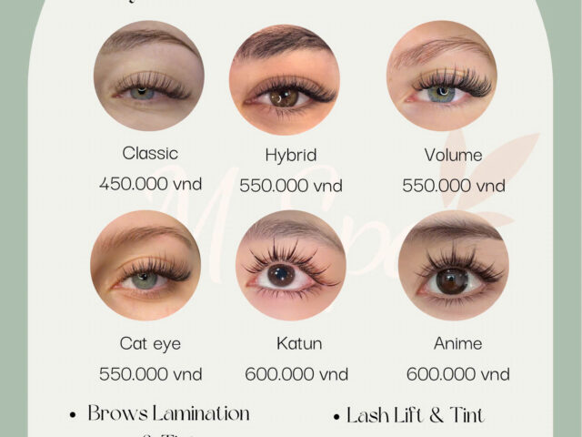 menu eyelash m spa hoi an